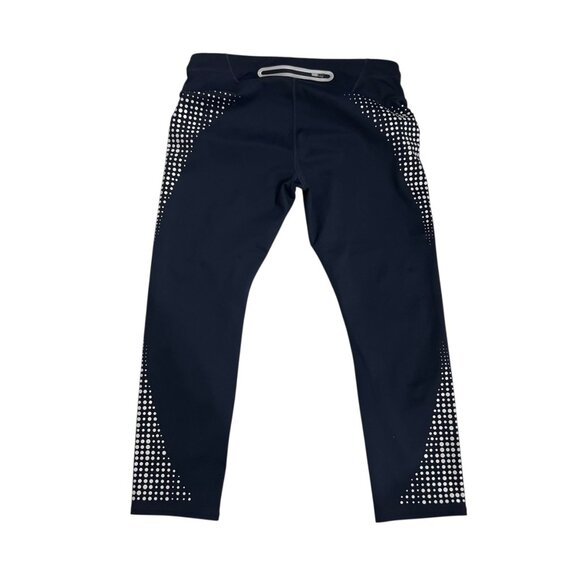 Athleta Navy Blue Reflective‎ Dot Capri Leggings Large Tall - Picture 8 of 11